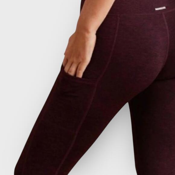 Aerie Chill Play Move 7/8 Leggings Medium Maroon Pocket Athleisure Workout Gym - Picture 4 of 10